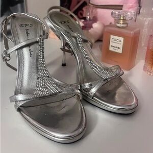 Silver Rhinestone Heels for Women